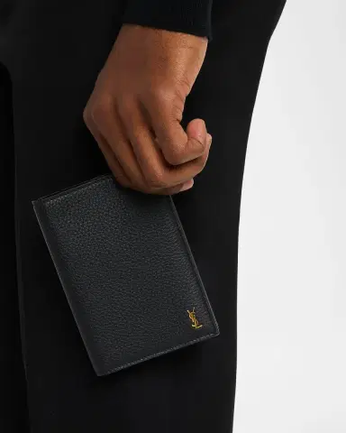 Saint Laurent Men's Tiny Cassandre YSL Passport Case in Grained Leather | Thumbnail 2 Saint Laurent Men's Tiny Cassandre YSL Passport Case in Grained Leather | Thumbnail 2
