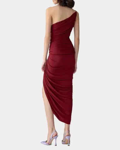 Carolina Herrera Ruched Zipper One-Shoulder Midi Dress | Thumbnail 2 Carolina Herrera Ruched Zipper One-Shoulder Midi Dress | Thumbnail 2