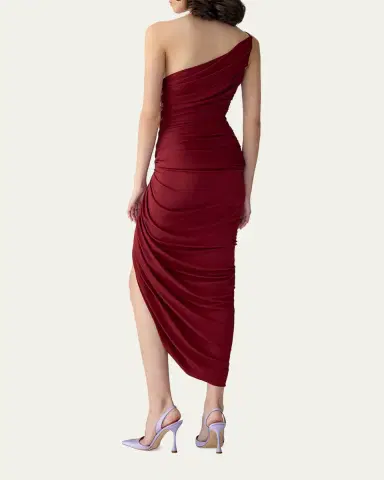 Carolina Herrera Ruched Zipper One-Shoulder Midi Dress | Thumbnail 6 Carolina Herrera Ruched Zipper One-Shoulder Midi Dress | Thumbnail 6
