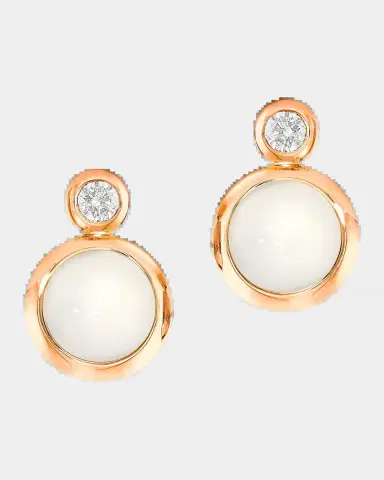 Tamara Comolli 18K Rose Gold Bouton Stud Earrings with Moonstone and Diamond | Thumbnail 2 Tamara Comolli 18K Rose Gold Bouton Stud Earrings with Moonstone and Diamond | Thumbnail 2