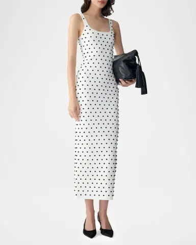 Carolina Herrera Polka-Dot Embroidered Sleeveless Midi Dress | Thumbnail 2 Carolina Herrera Polka-Dot Embroidered Sleeveless Midi Dress | Thumbnail 2