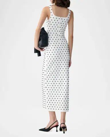 Carolina Herrera Polka-Dot Embroidered Sleeveless Midi Dress | Thumbnail 3 Carolina Herrera Polka-Dot Embroidered Sleeveless Midi Dress | Thumbnail 3