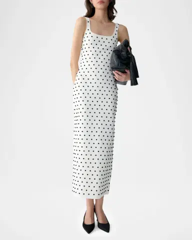 Carolina Herrera Polka-Dot Embroidered Sleeveless Midi Dress | Thumbnail 4 Carolina Herrera Polka-Dot Embroidered Sleeveless Midi Dress | Thumbnail 4