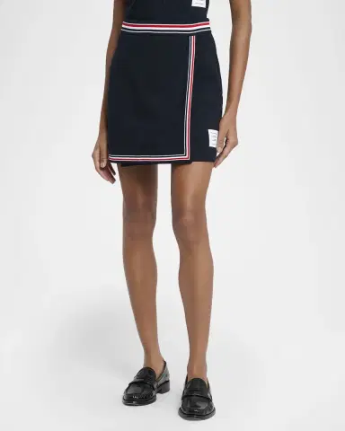 Thom Browne Striped Cotton Pique Mini Wrap Skirt | Thumbnail 4 Thom Browne Striped Cotton Pique Mini Wrap Skirt | Thumbnail 4
