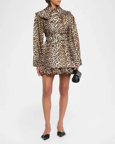 Ganni Leopard-Print Duchesse Satin Jacket | Thumbnail 2 Ganni Leopard-Print Duchesse Satin Jacket | Thumbnail 2