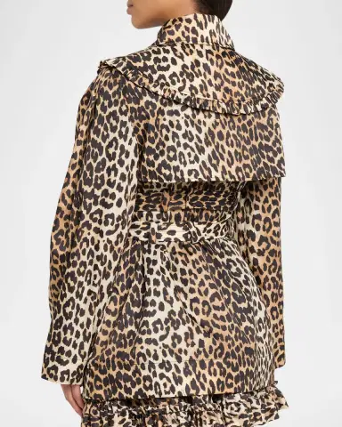 Ganni Leopard-Print Duchesse Satin Jacket | Thumbnail 3 Ganni Leopard-Print Duchesse Satin Jacket | Thumbnail 3