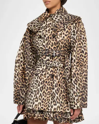 Ganni Leopard-Print Duchesse Satin Jacket | Thumbnail 4 Ganni Leopard-Print Duchesse Satin Jacket | Thumbnail 4