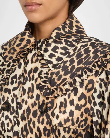 Ganni Leopard-Print Duchesse Satin Jacket | Thumbnail 5 Ganni Leopard-Print Duchesse Satin Jacket | Thumbnail 5