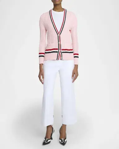 Thom Browne Ladder Cable Knit V-Neck Cardigan | Thumbnail 2 Thom Browne Ladder Cable Knit V-Neck Cardigan | Thumbnail 2