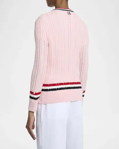 Thom Browne Ladder Cable Knit V-Neck Cardigan | Thumbnail 3 Thom Browne Ladder Cable Knit V-Neck Cardigan | Thumbnail 3