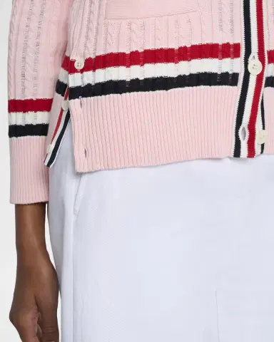 Thom Browne Ladder Cable Knit V-Neck Cardigan | Thumbnail 5 Thom Browne Ladder Cable Knit V-Neck Cardigan | Thumbnail 5