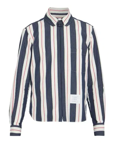 Thom Browne Men's Cotton Stripe Full-Zip Shirt | Thumbnail 1 Thom Browne Men's Cotton Stripe Full-Zip Shirt | Thumbnail 1