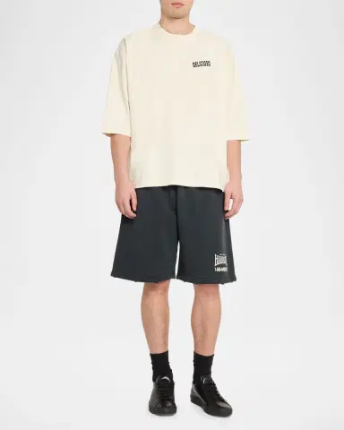 Willy Chavarria Men's Hardcore Relaxed Buffalo-Fit Fleece Shorts | Thumbnail 2 Willy Chavarria Men's Hardcore Relaxed Buffalo-Fit Fleece Shorts | Thumbnail 2