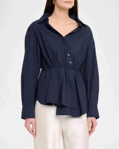 Rosie Assoulin Falling Off-The-Shoulder Cotton Poplin Shirt | Thumbnail 4 Rosie Assoulin Falling Off-The-Shoulder Cotton Poplin Shirt | Thumbnail 4