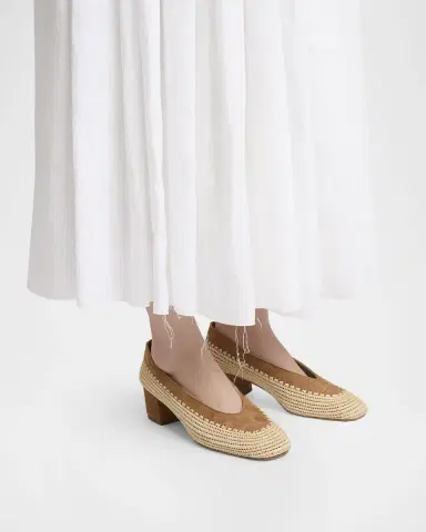 Gabriela Hearst Strength Raffia & Suede Block-Heel Pumps | Thumbnail 2 Gabriela Hearst Strength Raffia & Suede Block-Heel Pumps | Thumbnail 2