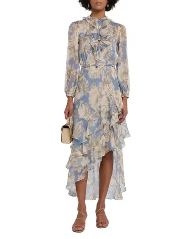 MISA Los Angeles Vesper Peony Blossom Chiffon High-Low Dress | Thumbnail 1 MISA Los Angeles Vesper Peony Blossom Chiffon High-Low Dress | Thumbnail 1