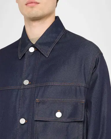 Giorgio Armani Men's Flap-Pocket Dark-Wash Denim Shirt Jacket | Thumbnail 5 Giorgio Armani Men's Flap-Pocket Dark-Wash Denim Shirt Jacket | Thumbnail 5