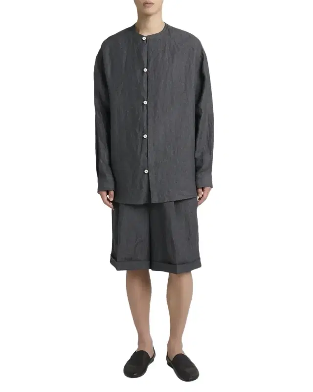 Men's Linen Hairline Stripe Relaxed Button-Down Shirt Men's Linen Hairline Stripe Relaxed Button-Down Shirt