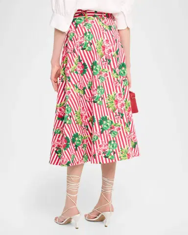 Saloni Kali-C Floral Stripe A-Line Midi Skirt | Thumbnail 2 Saloni Kali-C Floral Stripe A-Line Midi Skirt | Thumbnail 2