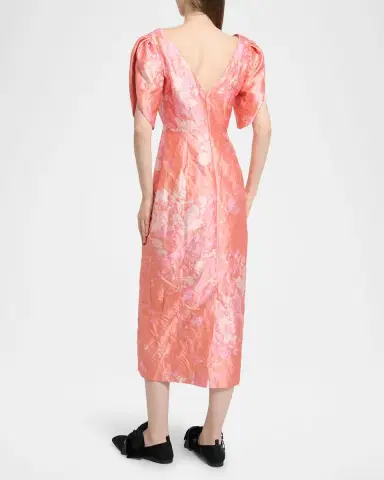 Erdem Floral-Print Textured Satin Midi Dress | Thumbnail 2 Erdem Floral-Print Textured Satin Midi Dress | Thumbnail 2