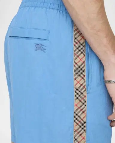 Burberry Men's Nylon Check-Trim Swim Trunks | Thumbnail 3 Burberry Men's Nylon Check-Trim Swim Trunks | Thumbnail 3