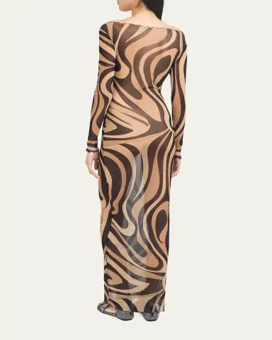 Pucci Marmo Tulle Long-Sleeve Maxi Dress | Thumbnail 7 Pucci Marmo Tulle Long-Sleeve Maxi Dress | Thumbnail 7