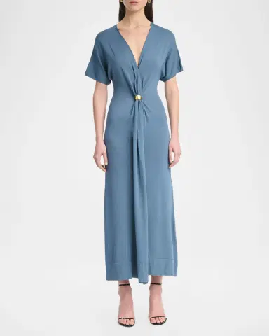 Altuzarra Rene Gathered Ring Short-Sleeve Ankle Dress | Thumbnail 2 Altuzarra Rene Gathered Ring Short-Sleeve Ankle Dress | Thumbnail 2