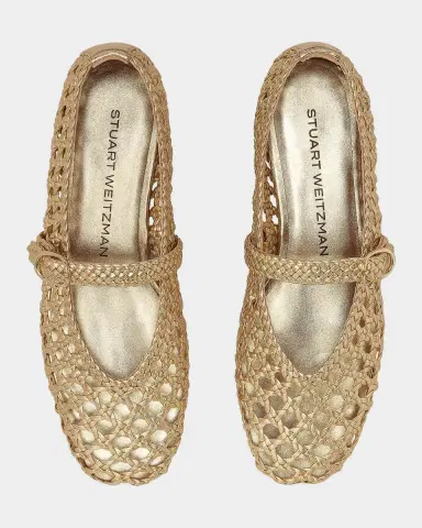 Stuart Weitzman Prim Woven Metallic Leather Mary Jane Ballerina Flats | Thumbnail 3 Stuart Weitzman Prim Woven Metallic Leather Mary Jane Ballerina Flats | Thumbnail 3