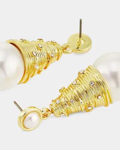Golconda by Kenneth Jay Lane Goldtone, Imitation Pearl & Glass Crystal Drop Earrings | Thumbnail 3 Golconda by Kenneth Jay Lane Goldtone, Imitation Pearl & Glass Crystal Drop Earrings | Thumbnail 3