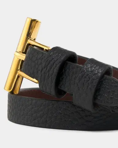 McQueen Goldtone & Grained Leather Double Wrap Bracelet | Thumbnail 2 McQueen Goldtone & Grained Leather Double Wrap Bracelet | Thumbnail 2