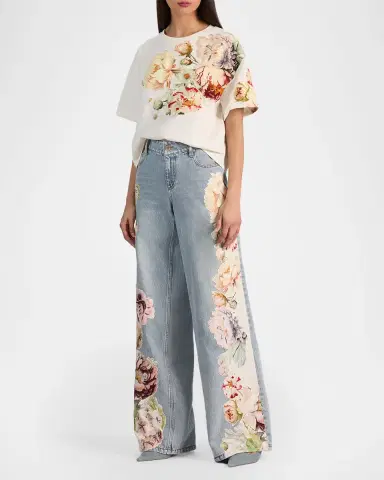 ALICE + OLIVIA Evan Floral Short-Sleeve T-Shirt | Thumbnail 2 ALICE + OLIVIA Evan Floral Short-Sleeve T-Shirt | Thumbnail 2