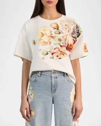 ALICE + OLIVIA Evan Floral Short-Sleeve T-Shirt | Thumbnail 4 ALICE + OLIVIA Evan Floral Short-Sleeve T-Shirt | Thumbnail 4