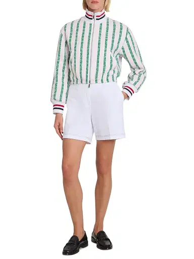 Thom Browne Women's Striped Grosgrain Tweed Jacket - Pink | Thumbnail 2 Thom Browne Women's Striped Grosgrain Tweed Jacket - Pink | Thumbnail 2
