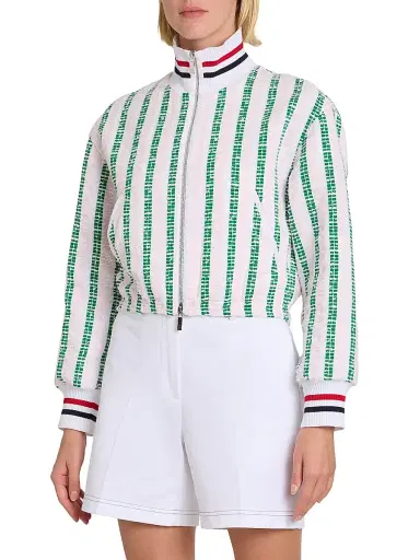 Thom Browne Women's Striped Grosgrain Tweed Jacket - Pink | Thumbnail 3 Thom Browne Women's Striped Grosgrain Tweed Jacket - Pink | Thumbnail 3