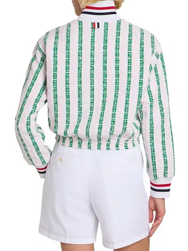 Thom Browne Women's Striped Grosgrain Tweed Jacket - Pink | Thumbnail 5 Thom Browne Women's Striped Grosgrain Tweed Jacket - Pink | Thumbnail 5