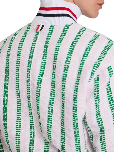 Thom Browne Women's Striped Grosgrain Tweed Jacket - Pink | Thumbnail 6 Thom Browne Women's Striped Grosgrain Tweed Jacket - Pink | Thumbnail 6