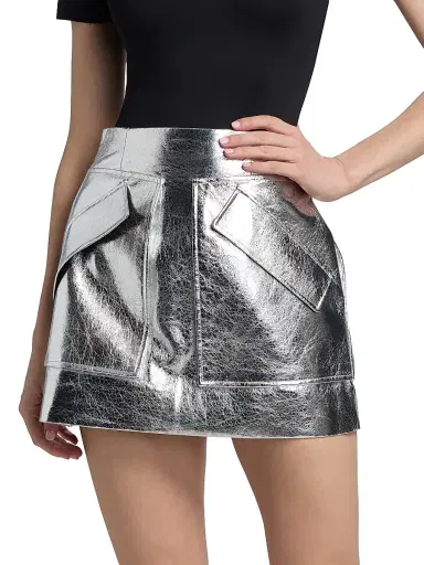 Aknvas Women's Cherry Metallic-Finish A-Line Miniskirt - Silver | Thumbnail 3 Aknvas Women's Cherry Metallic-Finish A-Line Miniskirt - Silver | Thumbnail 3