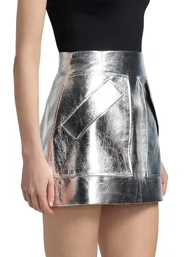 Aknvas Women's Cherry Metallic-Finish A-Line Miniskirt - Silver | Thumbnail 4 Aknvas Women's Cherry Metallic-Finish A-Line Miniskirt - Silver | Thumbnail 4
