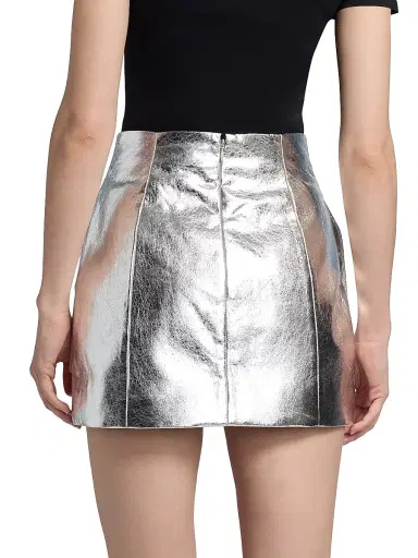 Aknvas Women's Cherry Metallic-Finish A-Line Miniskirt - Silver | Thumbnail 5 Aknvas Women's Cherry Metallic-Finish A-Line Miniskirt - Silver | Thumbnail 5