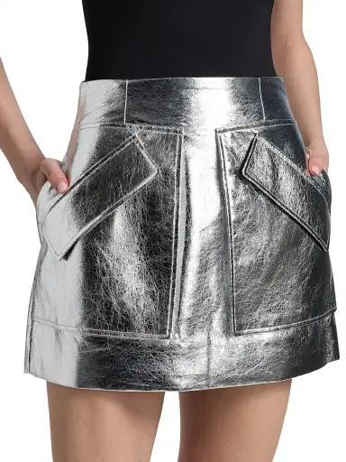 Aknvas Women's Cherry Metallic-Finish A-Line Miniskirt - Silver | Thumbnail 6 Aknvas Women's Cherry Metallic-Finish A-Line Miniskirt - Silver | Thumbnail 6