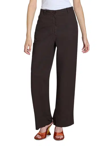 Dries Van Noten Women's Pakora Cotton Mid-Rise Wide-Leg Pants - Dark Brown | Thumbnail 3 Dries Van Noten Women's Pakora Cotton Mid-Rise Wide-Leg Pants - Dark Brown | Thumbnail 3