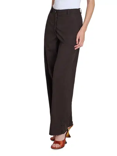 Dries Van Noten Women's Pakora Cotton Mid-Rise Wide-Leg Pants - Dark Brown | Thumbnail 4 Dries Van Noten Women's Pakora Cotton Mid-Rise Wide-Leg Pants - Dark Brown | Thumbnail 4