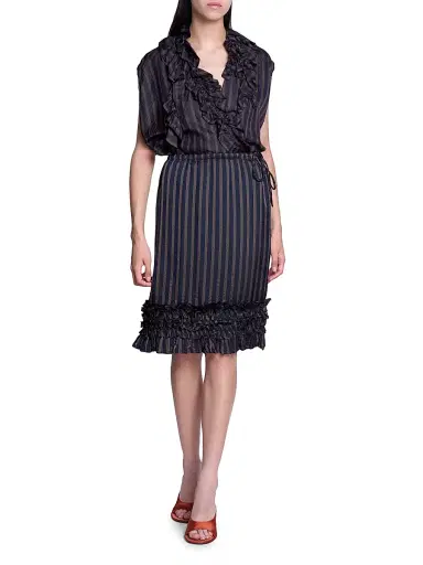 Dries Van Noten Women's Scotts Ruffle-Trim Striped Knee-Length Skirt | Thumbnail 2 Dries Van Noten Women's Scotts Ruffle-Trim Striped Knee-Length Skirt | Thumbnail 2