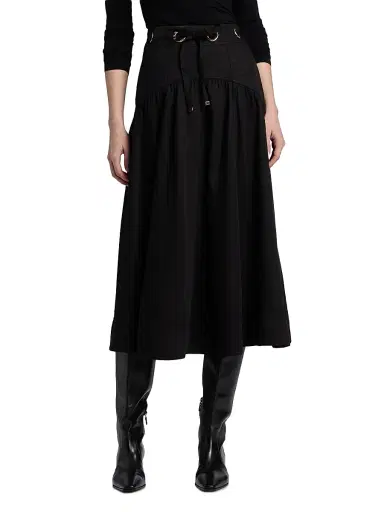 Ba&sh Women's Ponia A-Line High-Rise Midi-Skirt - Noir | Thumbnail 3 Ba&sh Women's Ponia A-Line High-Rise Midi-Skirt - Noir | Thumbnail 3