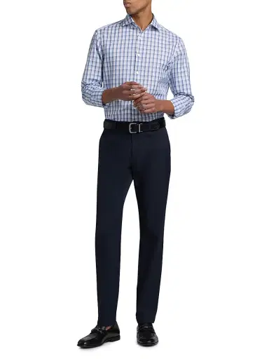 Canali Men's Plaid Cotton-Linen Sport Shirt - Blue - Size Medium | Thumbnail 2 Canali Men's Plaid Cotton-Linen Sport Shirt - Blue - Size Medium | Thumbnail 2