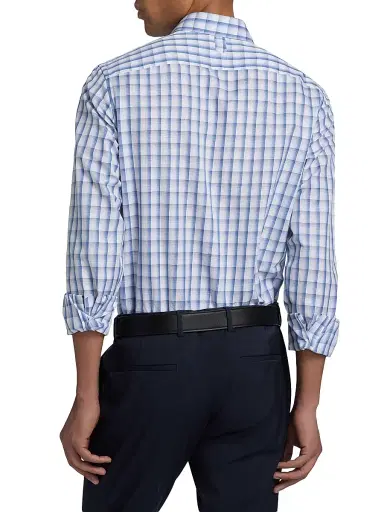Canali Men's Plaid Cotton-Linen Sport Shirt - Blue - Size Medium | Thumbnail 5 Canali Men's Plaid Cotton-Linen Sport Shirt - Blue - Size Medium | Thumbnail 5