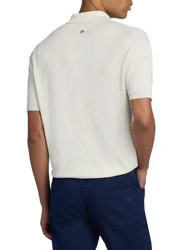 Stefano Ricci Men's Silk-Linen-Cotton Polo Shirt - White - Size 46 | Thumbnail 5 Stefano Ricci Men's Silk-Linen-Cotton Polo Shirt - White - Size 46 | Thumbnail 5