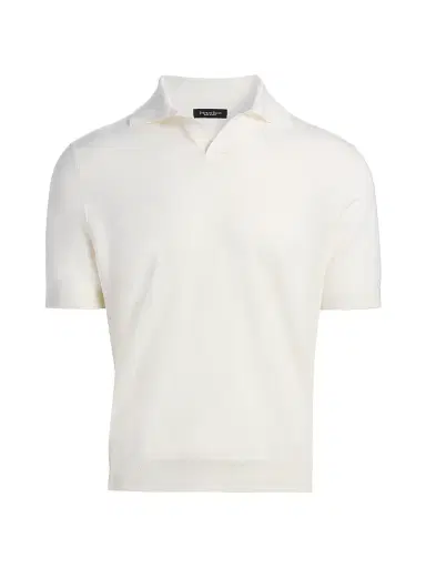 Stefano Ricci Men's Silk-Linen-Cotton Polo Shirt - White - Size 46 | Thumbnail 1 Stefano Ricci Men's Silk-Linen-Cotton Polo Shirt - White - Size 46 | Thumbnail 1