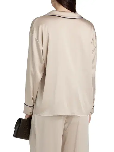 L'AGENCE Women's Mara Satin Piped Blouse - Champagne Midnight | Thumbnail 5 L'AGENCE Women's Mara Satin Piped Blouse - Champagne Midnight | Thumbnail 5
