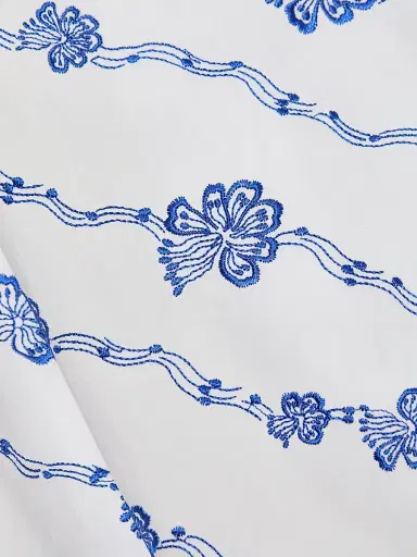 Rosie Assoulin Women's Easy Does It Floral Cotton Midi-Skirt - Blue White | Thumbnail 7 Rosie Assoulin Women's Easy Does It Floral Cotton Midi-Skirt - Blue White | Thumbnail 7
